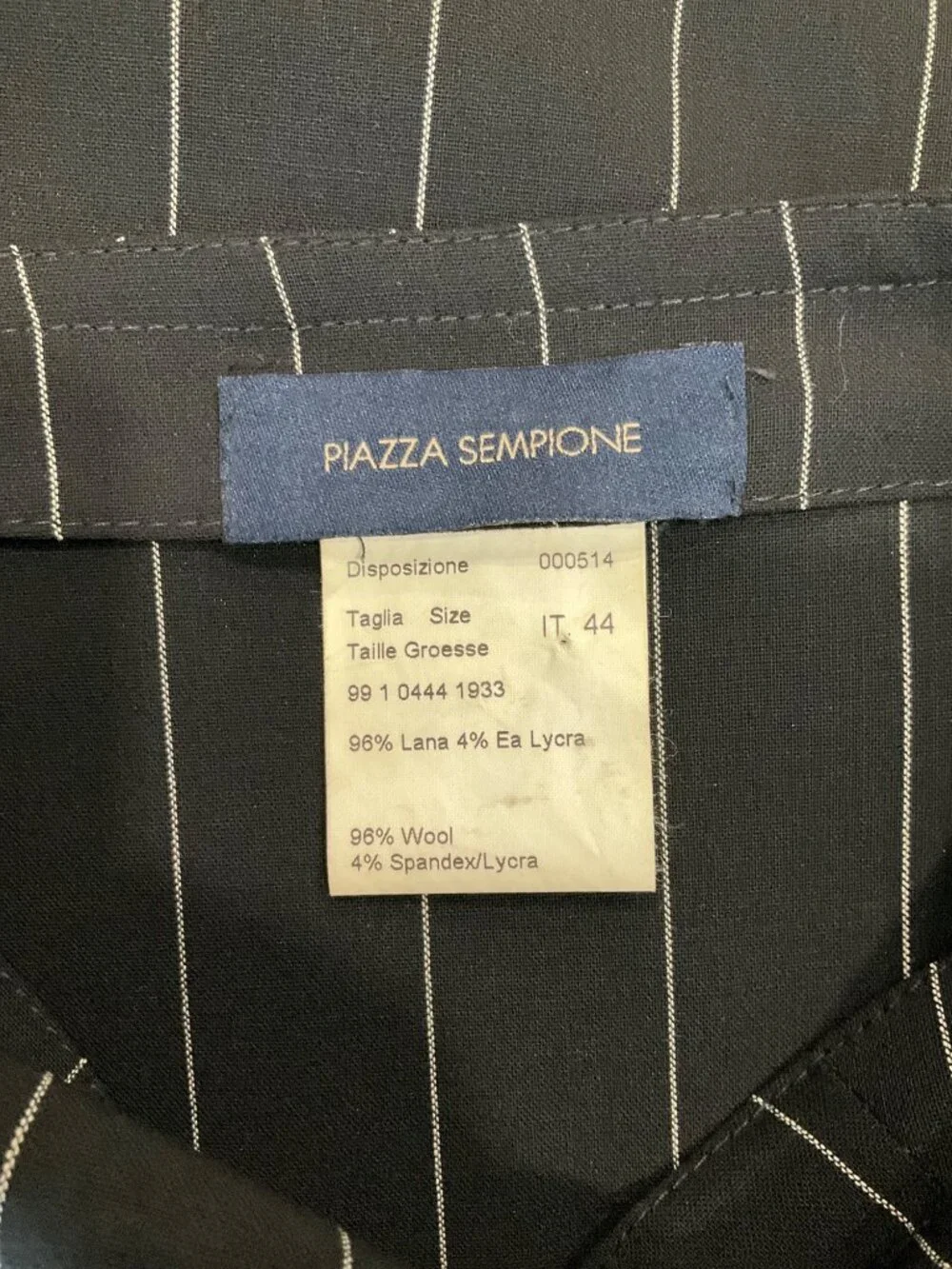 Piazza Sempione size IT 44 US 8 Black Pin Stripe Wool/Lycra Wrap Skirt